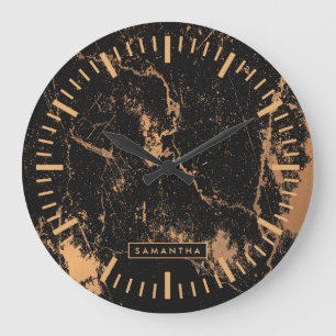 Grande Horloge Ronde Marbre noir et doré