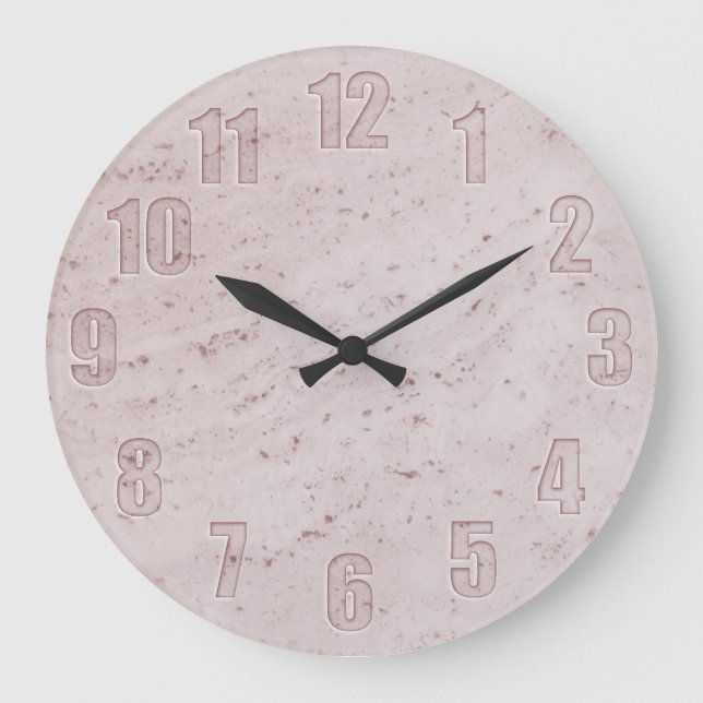 Grande Horloge Ronde Marbre rose avec numéros découpés (Recto)
