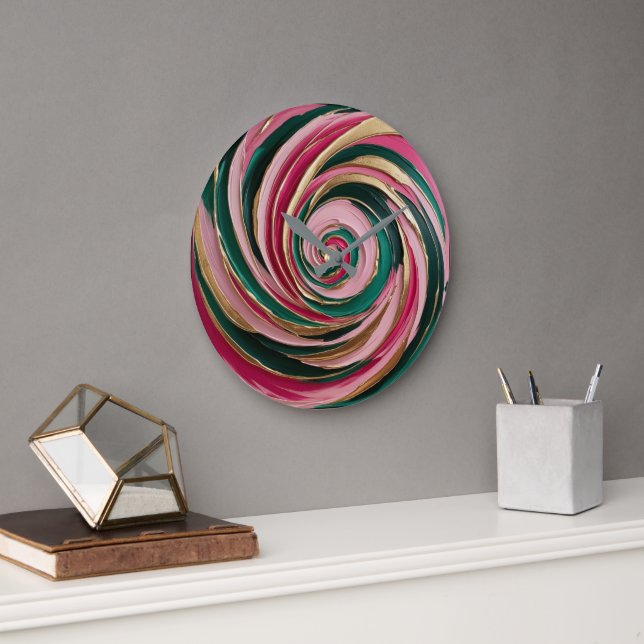 Grande Horloge Ronde Marbre Rose Mint (Bureau)