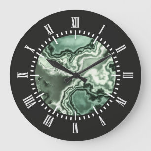 Grande Horloge Ronde Marbre vert 2