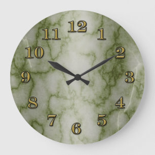 Grande Horloge Ronde Marbre vert et blanc