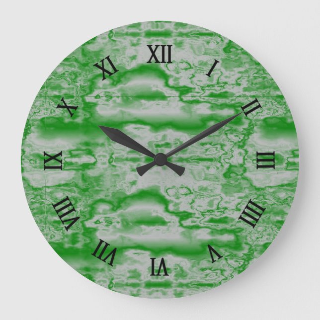 Grande Horloge Ronde Marbre vert foncé et gris (Recto)