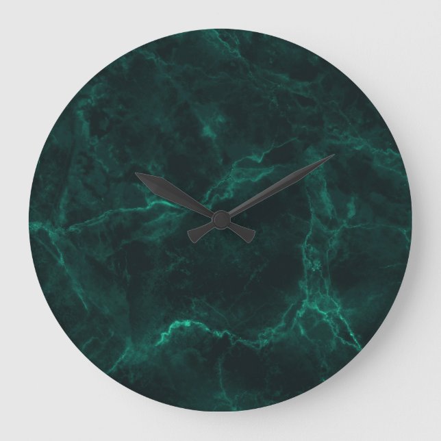 Grande Horloge Ronde Marbre vert foncé, texture transparente. (Recto)