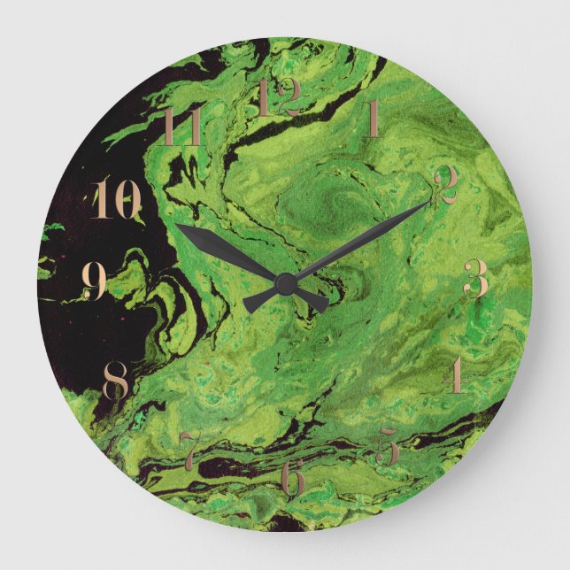 Grande Horloge Ronde Marbre vert noir (Recto)