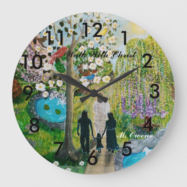 Grande Horloge Ronde Marcher Avec L'Horloge Du Christ Avec Les Nombres (Recto)