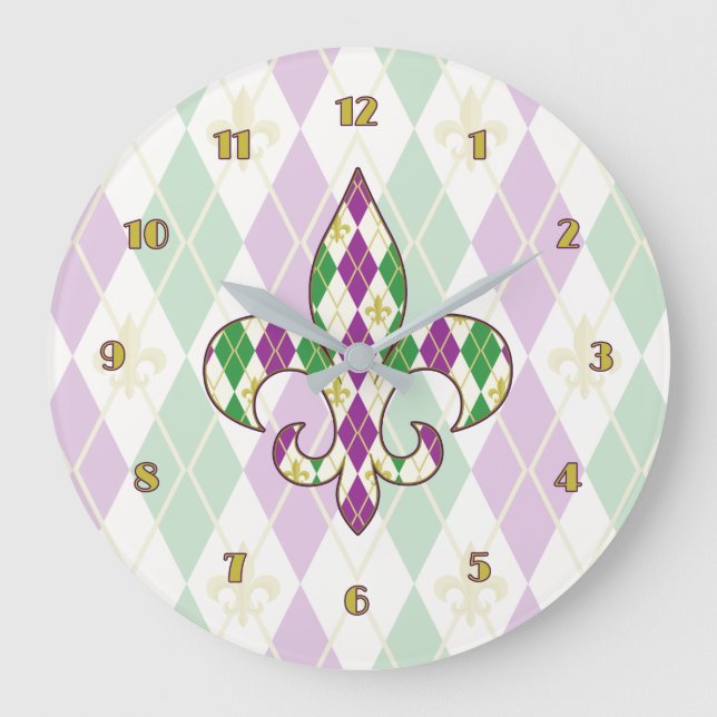 Grande Horloge Ronde Mardi gras Argyle Clock (Recto)