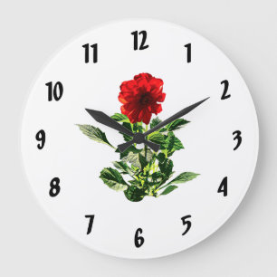 Grande Horloge Ronde Marguerite Gerbera rouge