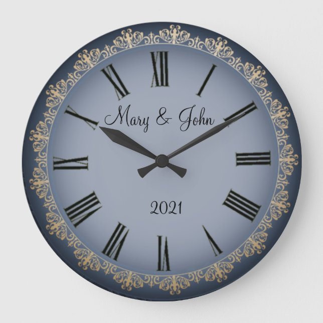 Grande Horloge Ronde Mariage bleu marine (Recto)