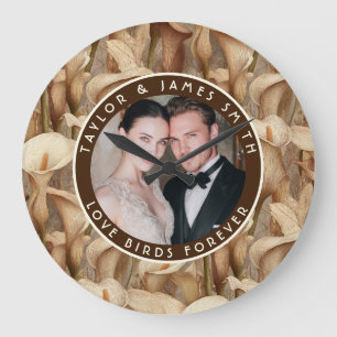 Grande Horloge Ronde Mariage Bohème de Jardin aux Callas d'Ivoire Intem