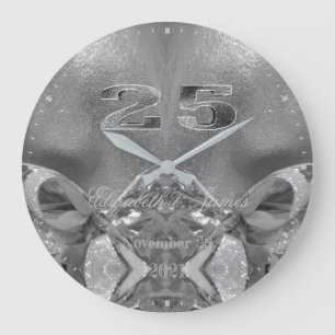 Grande Horloge Ronde Mariage d'argent 25e anniversaire 25 ans Jubilé