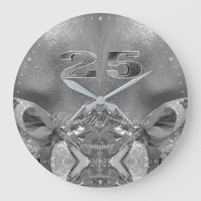 Grande Horloge Ronde Mariage d'argent 25e anniversaire 25 ans Jubilé (Recto)