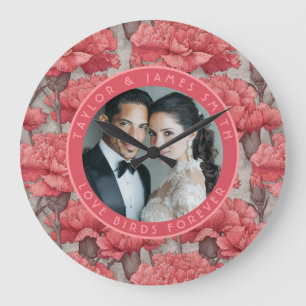 Grande Horloge Ronde Mariage de chute de pétale d'oeillet de coutume ro