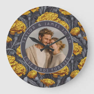 Grande Horloge Ronde Mariage de montagne personnalisé inspiré de l'œill
