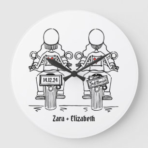 Grande Horloge Ronde Mariage de moto de deux mariées sur mesure