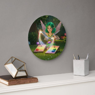 Grande Horloge Ronde Mariage Elégant de Fée sous la Douche