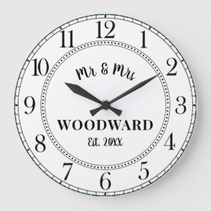 Grande Horloge Ronde Mariage personnalisé Nouveaux mariés Grande horlog