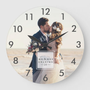 Grande Horloge Ronde Mariage Photo Meilleur Jour Jamais Neuf Anniversai