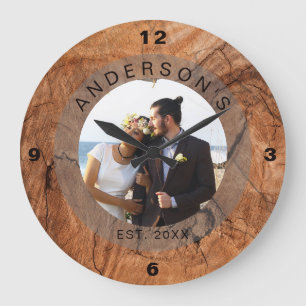 Grande Horloge Ronde Mariage photo personnalisé