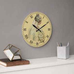Grande Horloge Ronde Mariage vintage, Portrait de mariée victorienne