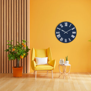 Grande Horloge Ronde Marine bleue Nauti Number1 romain argenté