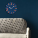 Grande Horloge Ronde Marine Rose cuivre or minimal Métal urbain grand<br><div class="desc">Présentation de la Marine Cuivre Rose Gold Minimal Metallic Urban Large Horloge de Zazzle - un chef-d'oeuvre de garde-temps qui mêle marine profonde et mystérieuse avec l'allure chaude du cuivre et de l'or rose. Ce n'est pas seulement une horloge, c'est un élément central, une déclaration de style qui attire l'attention...</div>