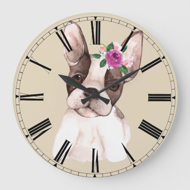 Grande Horloge Ronde Marisol the French Bulldog Wall Clock (Recto)