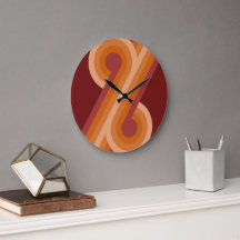 Maroon foncé orange Cercles rétro rouge Motif d'ar