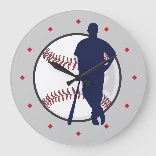 Grande Horloge Ronde Marqueur de diamant du joueur de baseball (Recto)