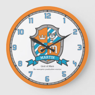 Grande Horloge Ronde Martin nom signification lettre M crête orange