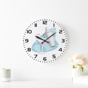 Grande Horloge Ronde Martini Verre Et Shaker