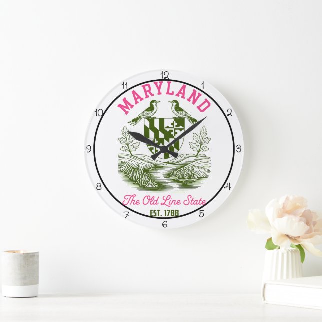 Grande Horloge Ronde Maryland Old Line State Birds  (Maison)