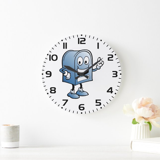 Grande Horloge Ronde Mascotte de boîte aux lettres joyeux bleu caractèr (Créateur téléchargé)