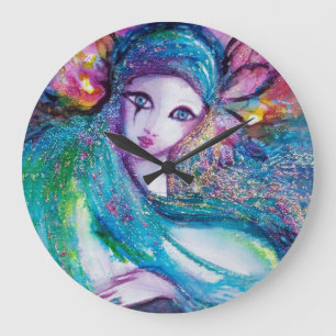 Grande Horloge Ronde MASK IN BLUE / Ventian Masquerade Ball, teal