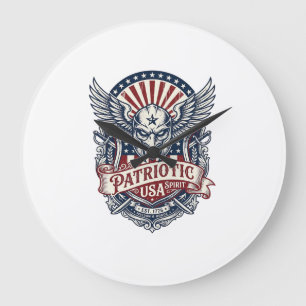 Grande Horloge Ronde Masque de gardien patriotique inspiré de la libert