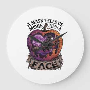 Grande Horloge Ronde Masque En Dit Plus Que Visage Sorcière D'Halloween