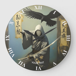 Grande Horloge Ronde Masque Imaginaire Samurai Katana