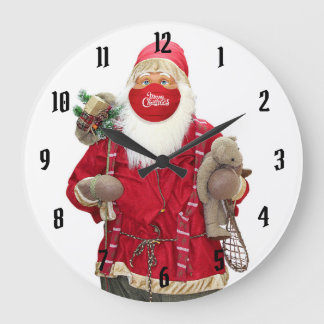 Grande Horloge Ronde Masque visage du Père Noël