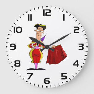 Grande Horloge Ronde Matador avec cape rouge Torero espagnol