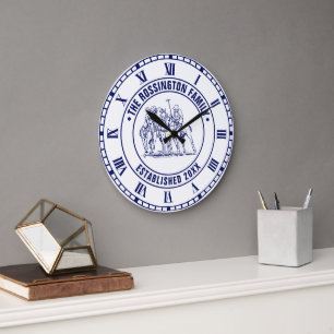 Grande Horloge Ronde Match Polo Stylisé vintage Dessin #1RN Blue