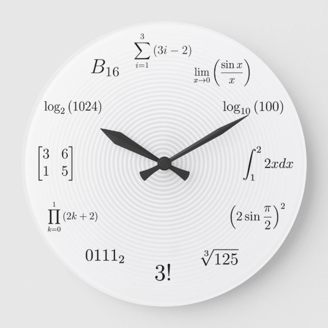 Grande Horloge Ronde Math equations et notations (Recto)