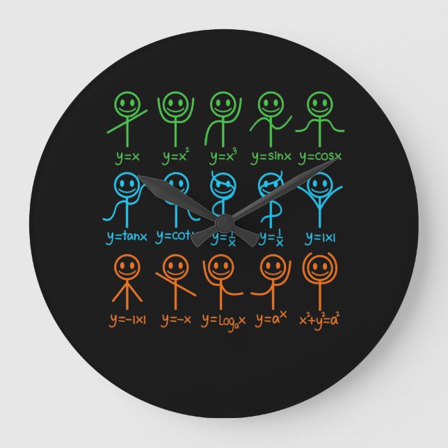 Grande Horloge Ronde Math Teacher Dance Equation mathématique (Recto)