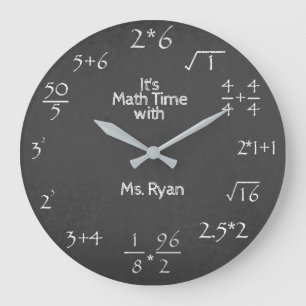 Grande Horloge Ronde Math time de Chalkboard