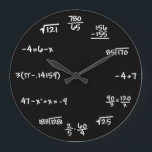 Grande Horloge Ronde Mathematics Chalkboard Clock<br><div class="desc">Perfect clock for math student,  teachers,  engineers,  physicists,  doctors,  dentists,  or anyone who just likes a creative chalkboard-like clock</div>