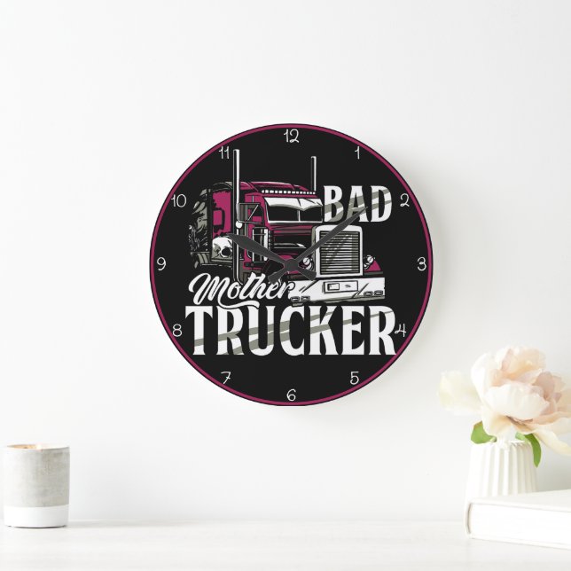 Grande Horloge Ronde Mauvaise Mère Trucker Purple Power (Maison)