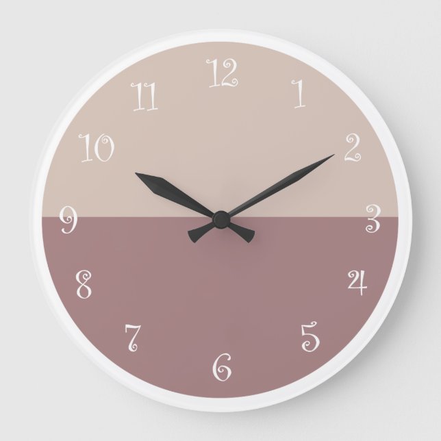 Grande Horloge Ronde Mauve Taupe Cream Kitchen Clocks (Recto)