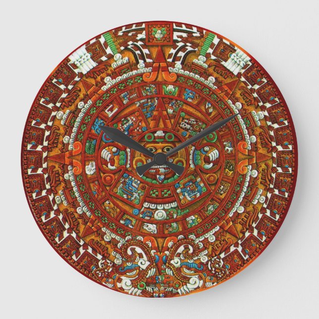 Grande Horloge Ronde Mayan Aztec Calendar Round Wall Clock (Recto)