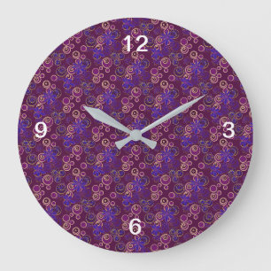 Grande Horloge Ronde Mazipoodé Floral Bubbles Jacquard Plum Bleu Beige