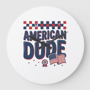 Grande Horloge Ronde mec américain patriotique vintage conception de t-