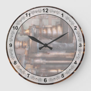 Grande Horloge Ronde Mécanicien - Steampunk - Boîte 5 vitesses semi-aut