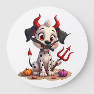 Grande Horloge Ronde Méchanceté de Dalmatien Diabolique